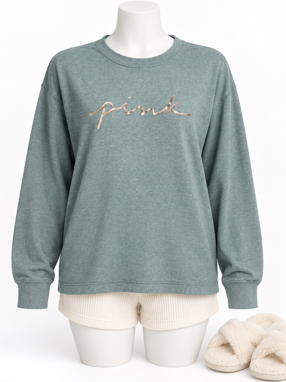 Victoria’s Secret PINK Mint Metallic Logo Sleep Top XS
